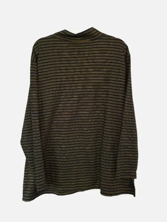 Westbound II 2X Black Gold Striped Mock Neck Top Long Sleeve Stretch Plus Size - Picture 2 of 7